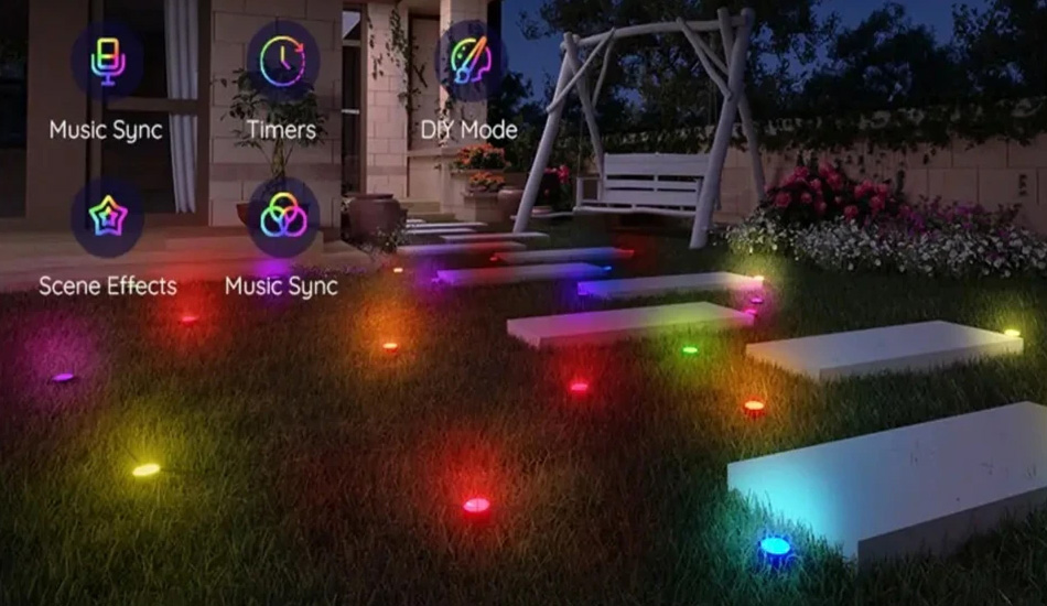 Έξυπνα Αδιάβροχα Διακοσμητικά RGB LED Καρφωτά Φωτιστικά με App Εφαρμογή Κινητού, Αντίδραση σε Μουσική/ Μικρόφωνο, Ρυθμίσεις Χρώματος & Φωτεινότητας 15τμχ
